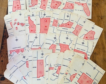 cartes flash d’état vintage - cartes flash de la vieille école - enseignement antique - cartes flash d’état anciennes
