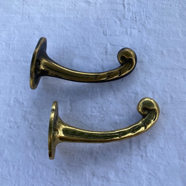 Vintage brass hook - Coat hook - Plant hook - decorative hook - Solid brass hooks - made in NZ hardware