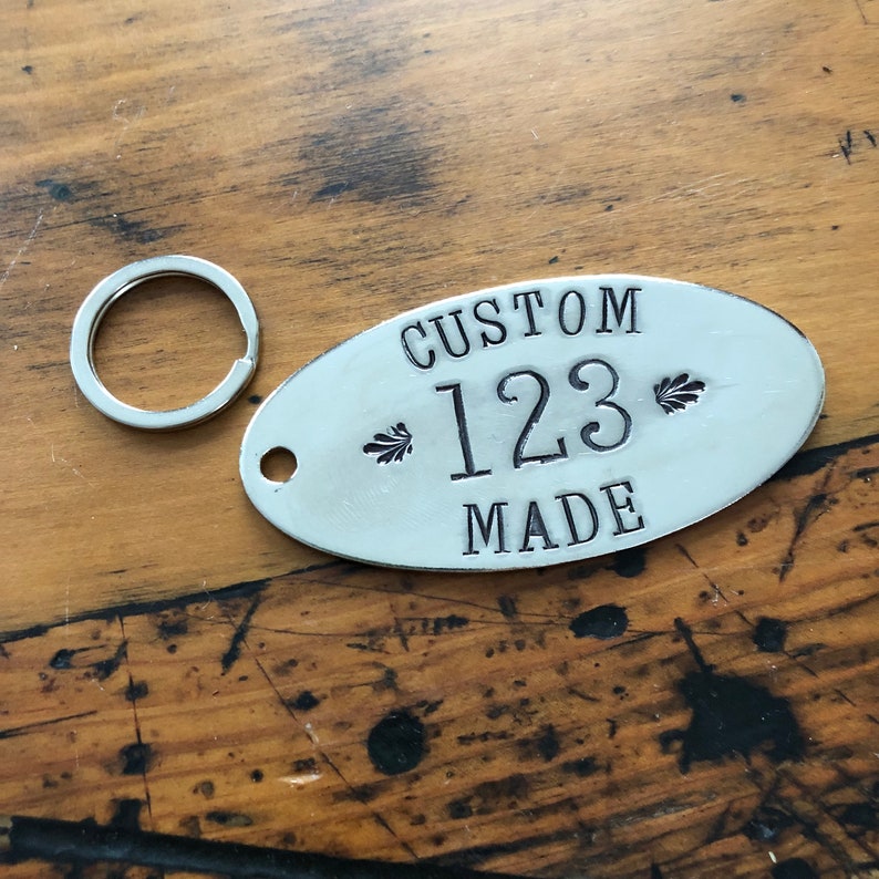 Custom Hand Punched Oval Hotel Room Key Tags Nickel Plated Etsy