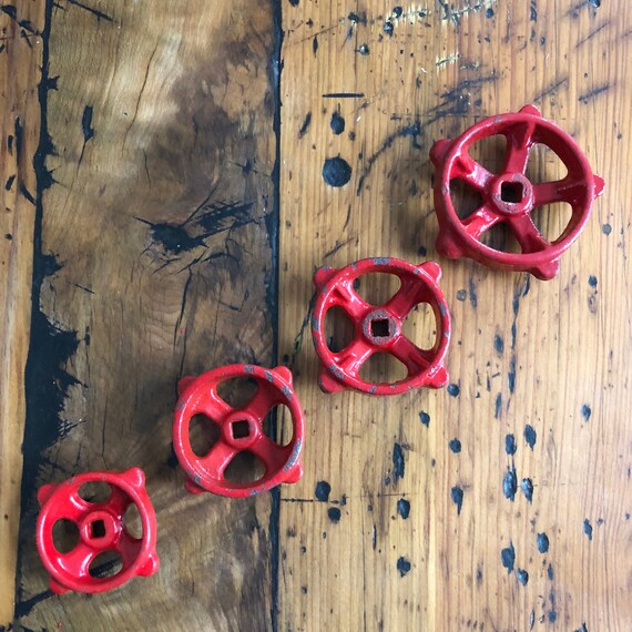 Valve handle Red vintage - 4 sizes to choose from -  huge Industrial Valve Handles - Spigot Handles -