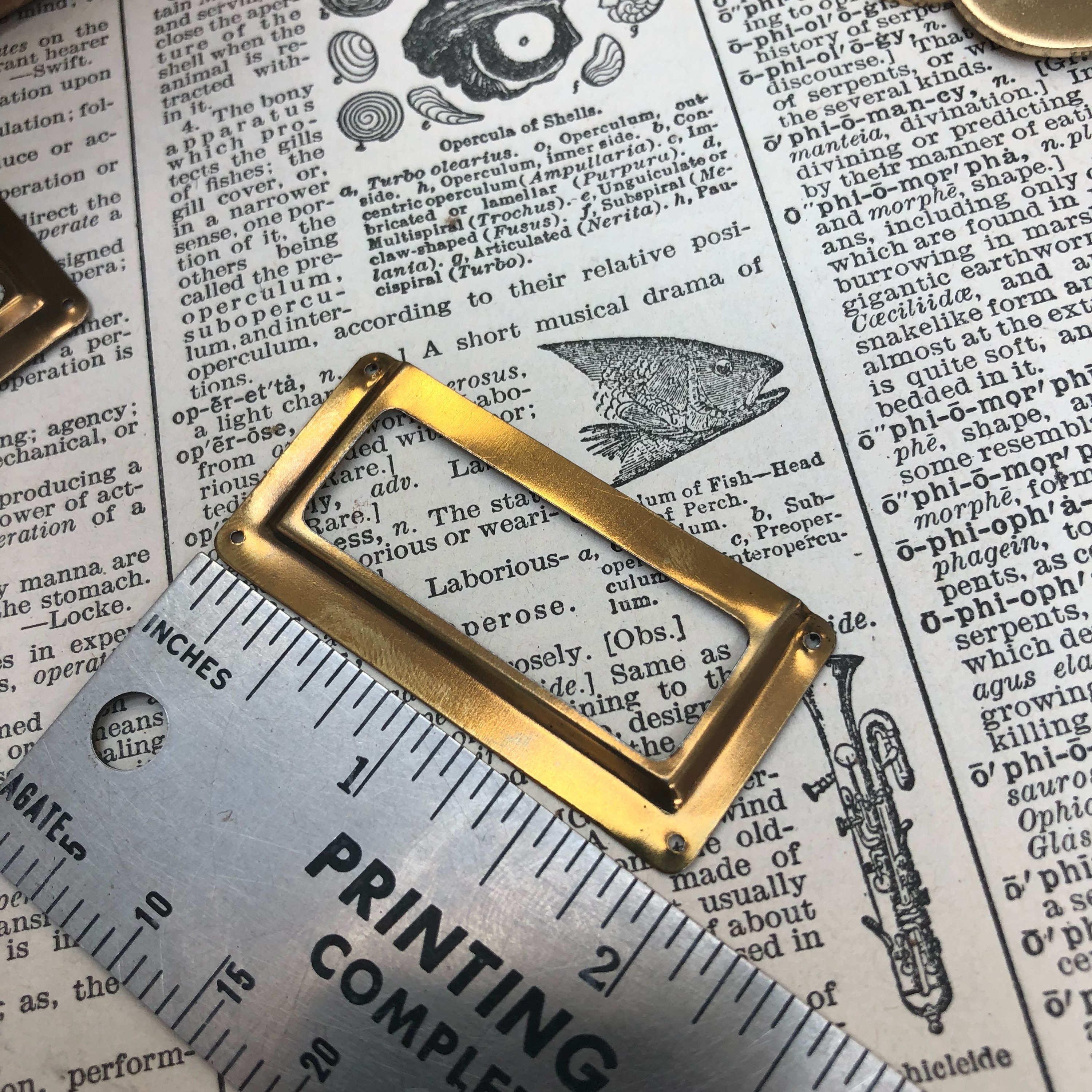 Vintage brass label holders for drawers antique drawer pull tag