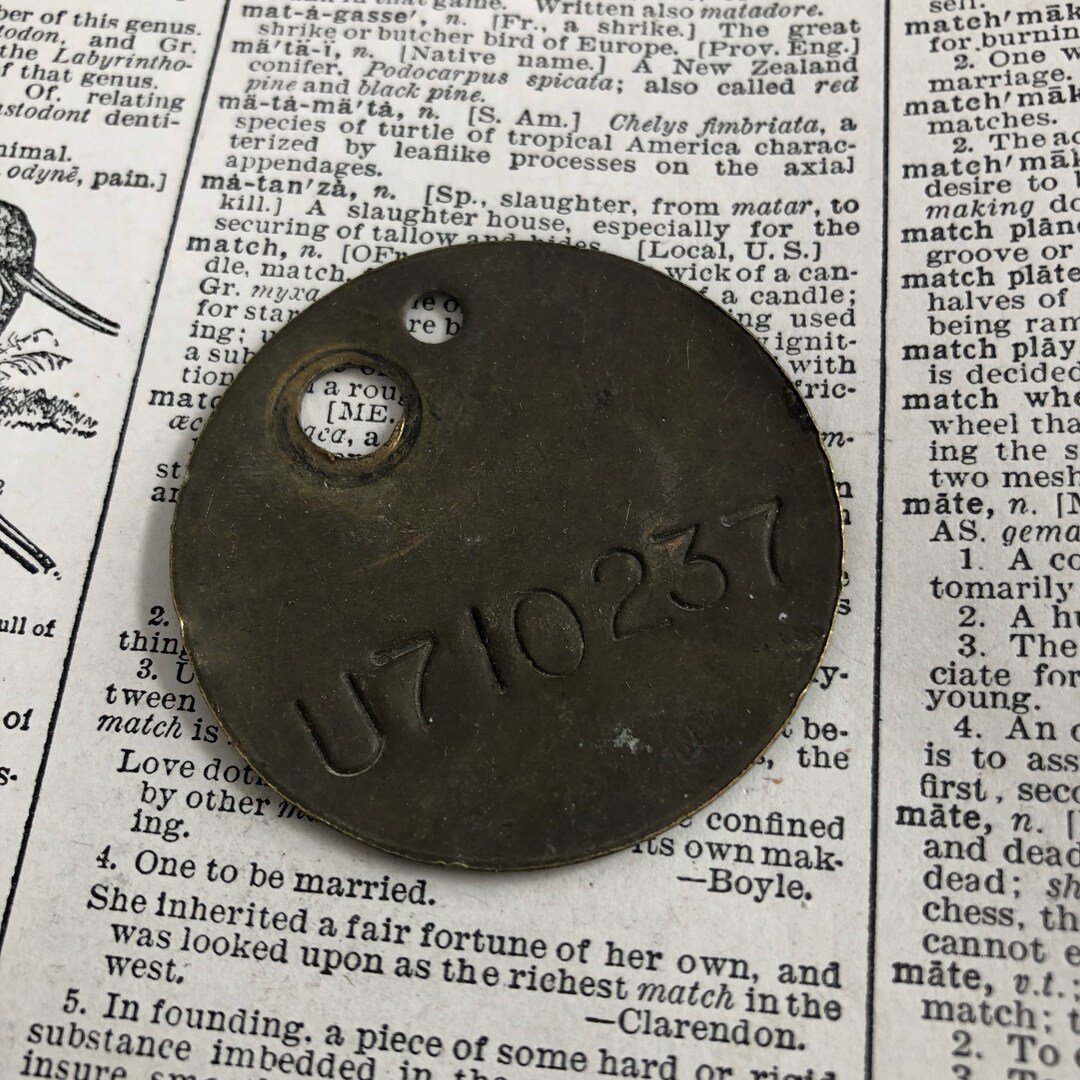 Antique Brass Tag Key Tag Number Vintage Hotel Room Number Numbered