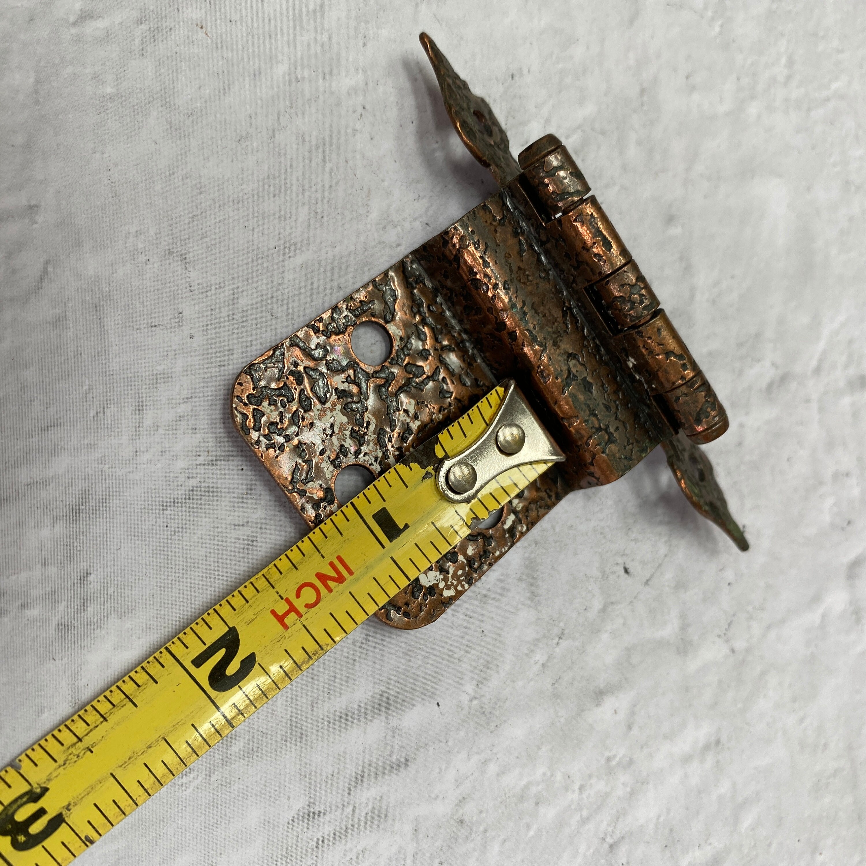 Vintage hammered copper kitchen hinge pair copper door hinge