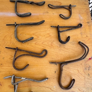 Lot of 7 Vintage coat hooks  -  industrial vintage hooks   lot of hooks vintage  - salvaged
