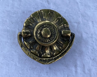 Vintage brass drawer pull With backplate-  door pull - antique drawer pull - Made In NZ brass drawer handle - brass