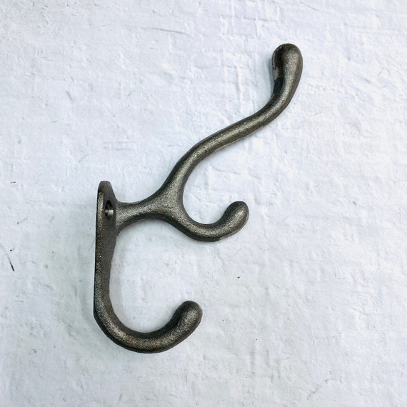 Silver Cast Iron Triple Coat Hooks, Antler Coat Hangers triple