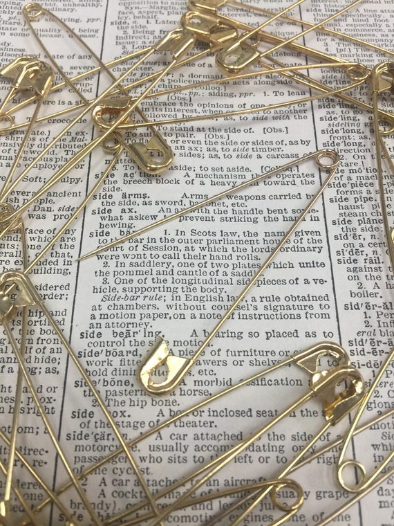 Gold Brass 3" safety pin lot of 5 - Vintage large safety pin - vintage laundry pin - risdon pin -huge safety pin -giant brass safetypin