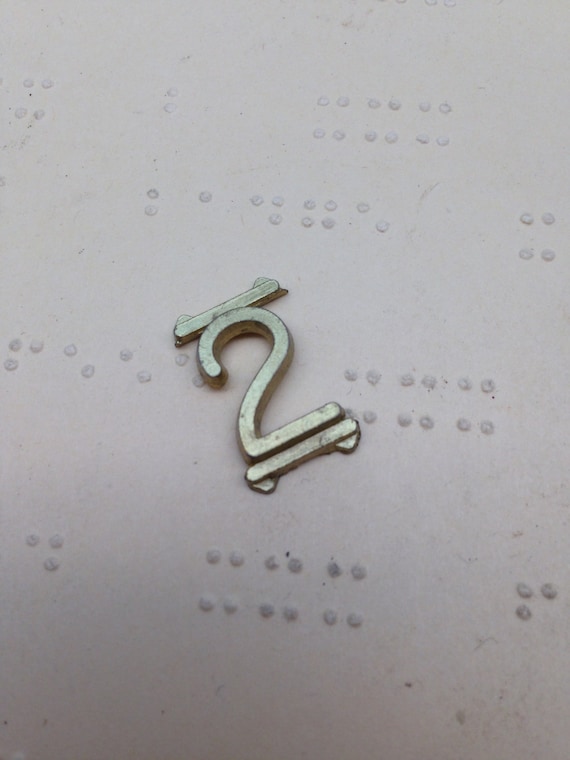 Small number 2 two - Vintage brass house numbers - salvaged sign numbers - address numbers - street number