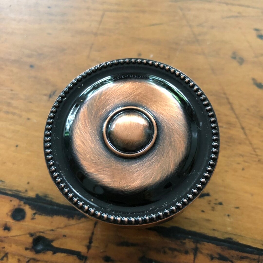 Vintage Copper Colored Knob or Drawer Pull neat Small Brass Metal Door Pulls Antique