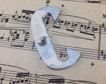 Vintage small Letter C - Vintage Aluminum Letter - Salvaged metal sign letter - reflective letter