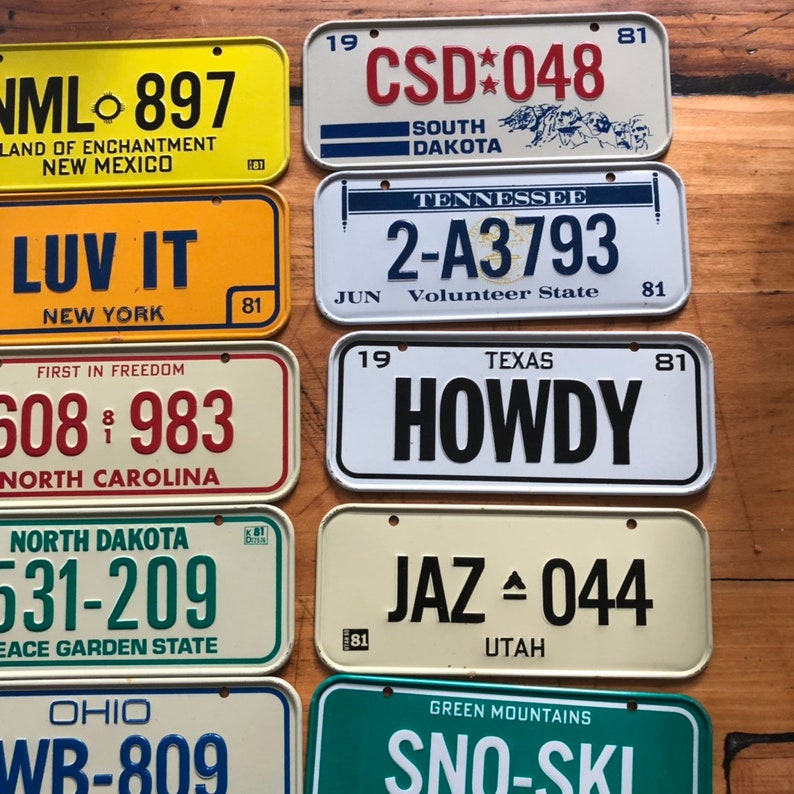 Vintage 1981 Bike License Plates Choose Your State Bike Etsy