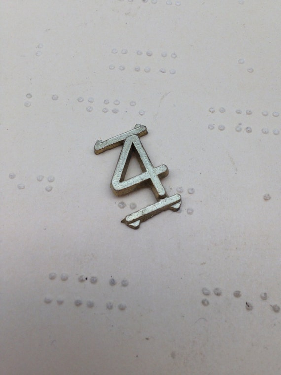 Small number 4 four - Vintage brass house numbers - salvaged sign numbers - address numbers - street number