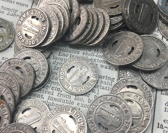 Set of 3 Tokens -vintage Arkansas transportation bus City transit tokens - bus fare token - subway token - token - vintage token