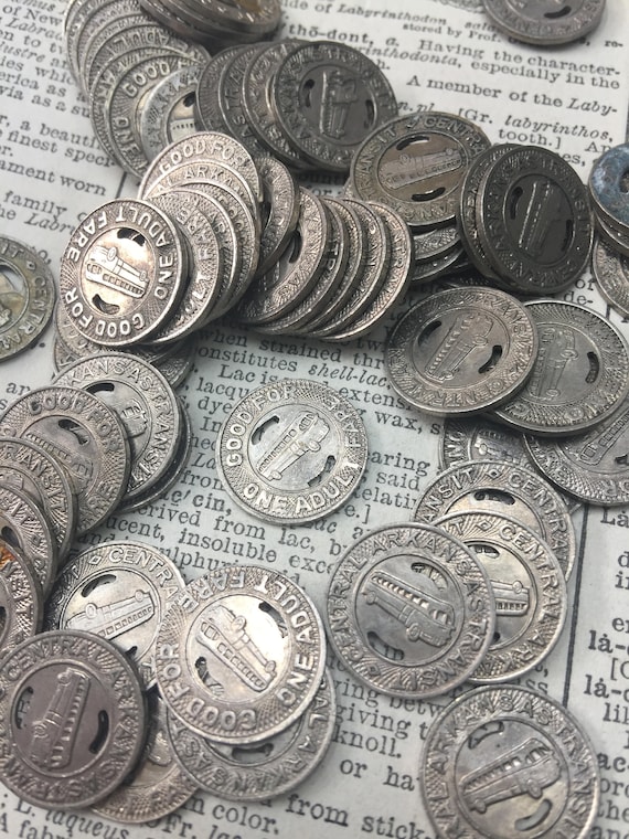 Set of 3 Tokens -vintage Arkansas transportation bus City transit tokens - bus fare token - subway token - token - vintage token