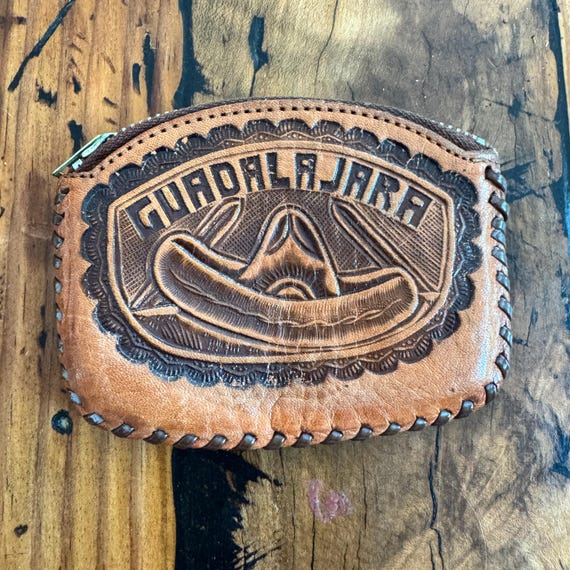 Vintage Leather Guadalajara Mexican Coin Purse Wallet