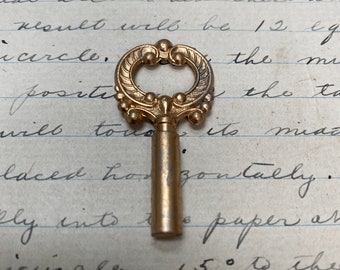 Brass Antique lamp switch key - vintage skeleton key - vintage  barrel key charm - little old key – steampunk key rustic skeleton key