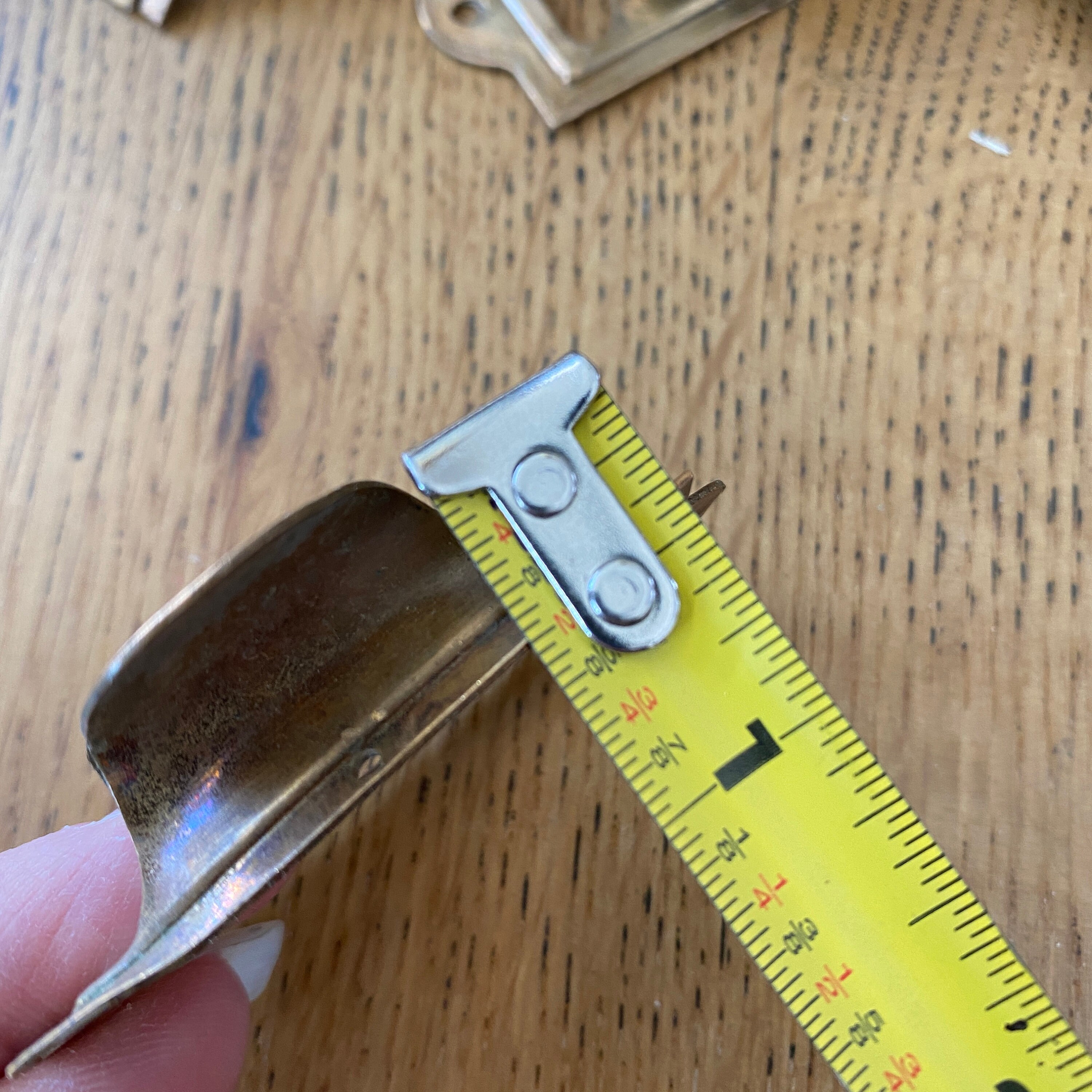 Vintage tarnished brass label holders for drawers antique drawer tag