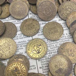 Set of 3 Tokens -vintage Mt Hope Bridge transit tokens - bus fare token - subway token - california token - vintage token