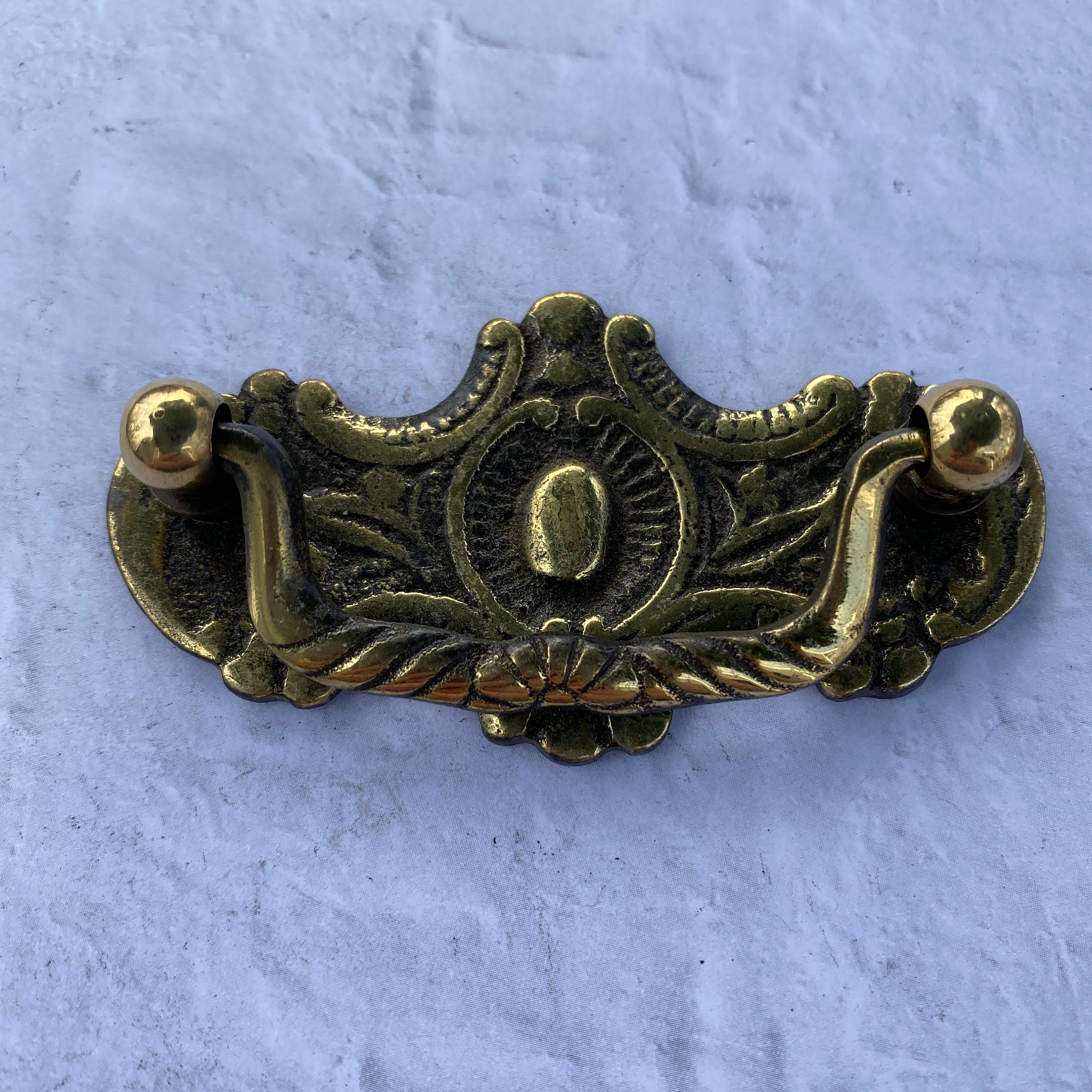Vintage brass drawer pull With backplate door pull antique drawer