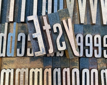May include: Close-up of vintage wooden letterpress blocks. The word "Etsy" is prominently displayed in a tilted arrangement, with individual letters in a mix of light and dark wood tones. Other letters and numbers fill the background.