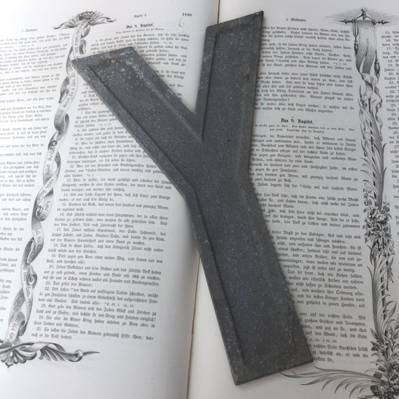 Vintage large industrial marquee sign letter -  Letter Y - Vintage Aluminum Letter - Salvaged metal sign letter -