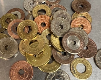 Vintage arcade tokens - Set of Tokens -vintage tokens old coin  - coin charm - vintage token lot