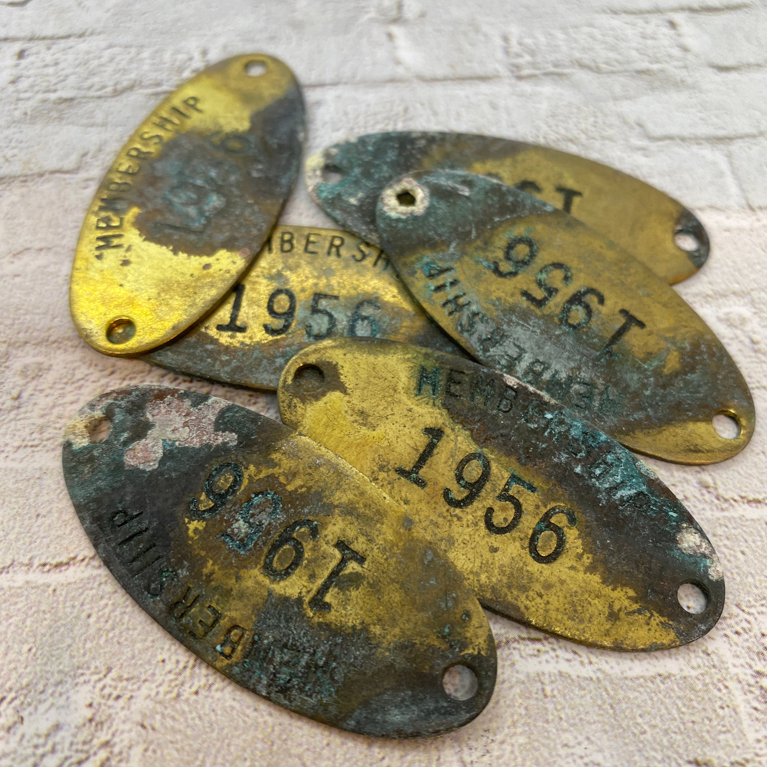 Vintage Membership Year Oval Brass Tags ONE Tag Pick the Year Vintage Key  Tags Tool Tags Steampunk Brass Tag Oval Brass Tag 