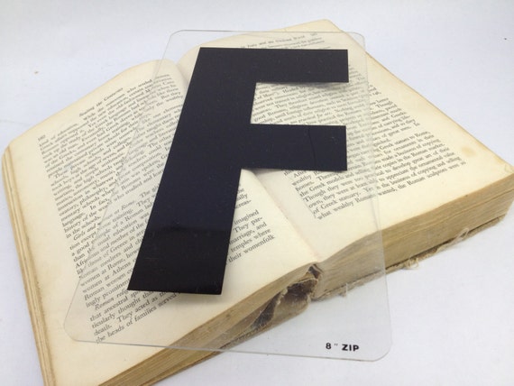 Clear plastic letter F – Plexiglas letter - Black marquee letter - black patterned sign letter – salvaged plastic sign – wedding letter