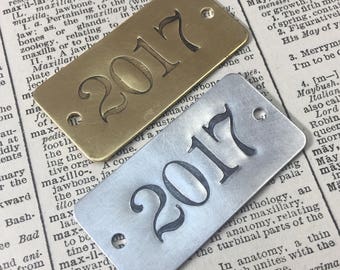 Hand punched brass or aluminum numbered tags -  4 digit max Custom numbered locker tags - rectangle year date number plates - hotel  numbers