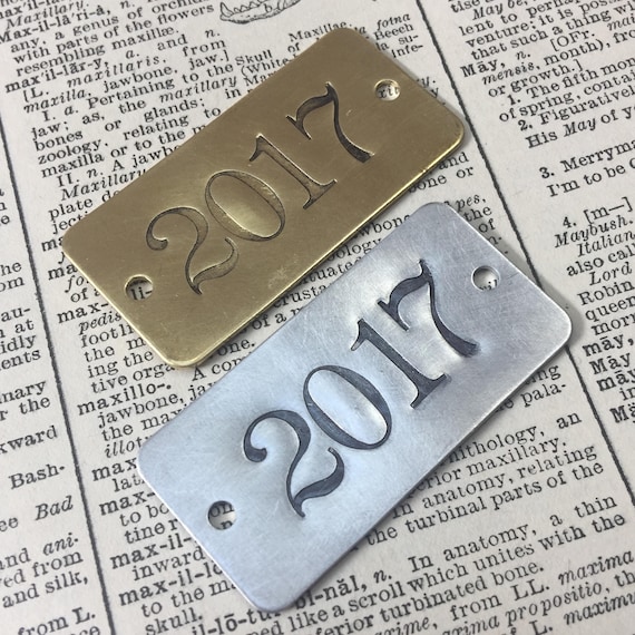 Hand punched brass or aluminum numbered tags -  4 digit max Custom numbered locker tags - rectangle year date number plates - hotel  numbers