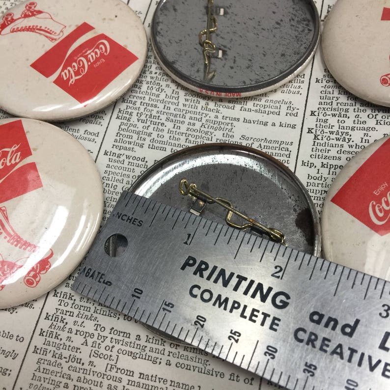 Vintage Coca Cola rollerskate button Coke pinback vintage coke pin old roller skate coke advertisement pin button vintage rollerskate image 3