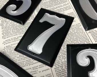 Industrial metal numbers 3" - small vintage metal numbers – salvaged address number – vintage house numbers – sign numbers – silver numbers