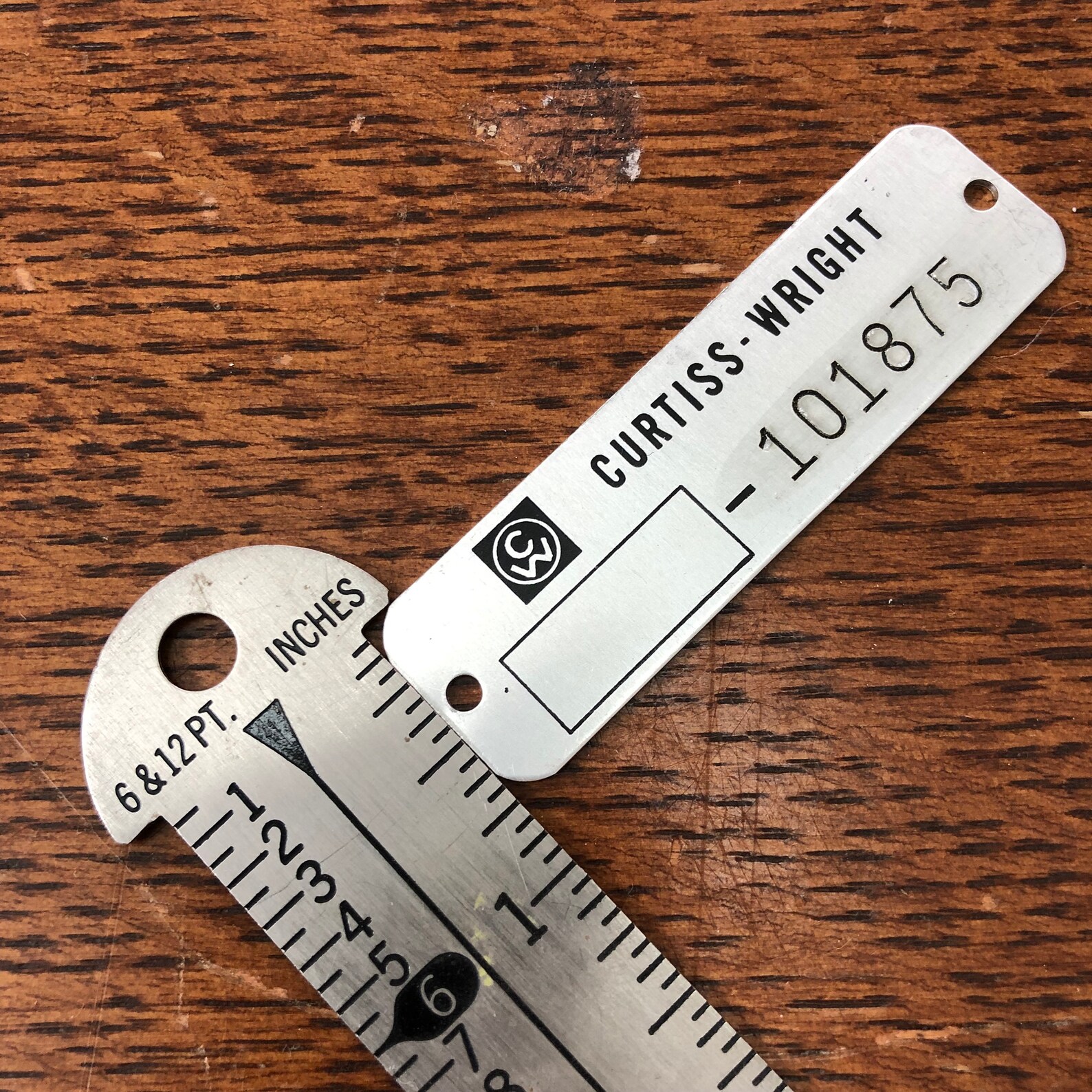 Vintage Aluminum Curtiss Wright Industrial Tag - NOS Aircraft Aluminum ...