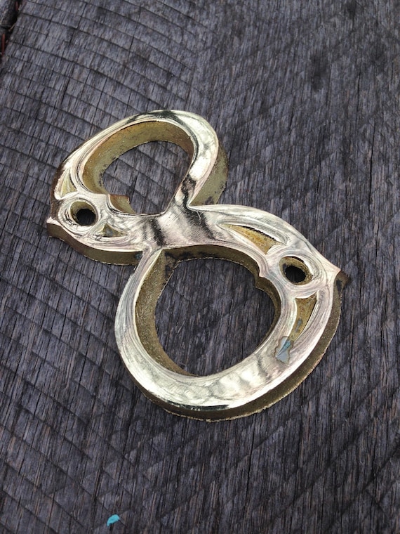 Vintage house numbers - brass House Number 8 eight - salvaged address Number - large brass number - heavy brass - brass sign number