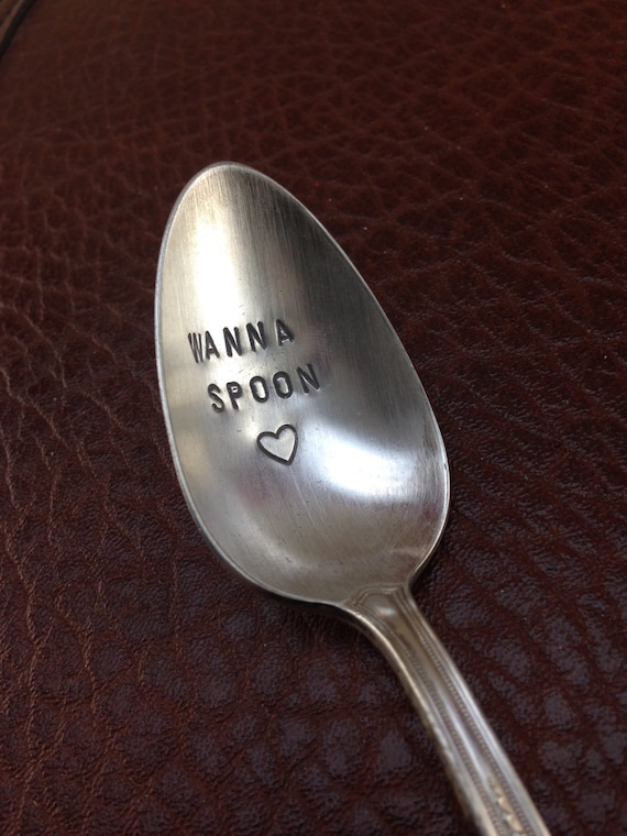 Wanna Spoon hand stamped spoon - handmade girlfriend gift idea - cool cute gift hand stamped spoon - cereal spoon - funny spoon- love gift