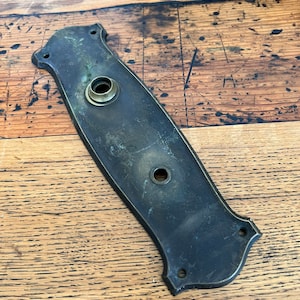 Vintage door plate - knob back plate keyhole - escutcheon plate - doorbell- door knob - antique architectural hardware - salvaged door