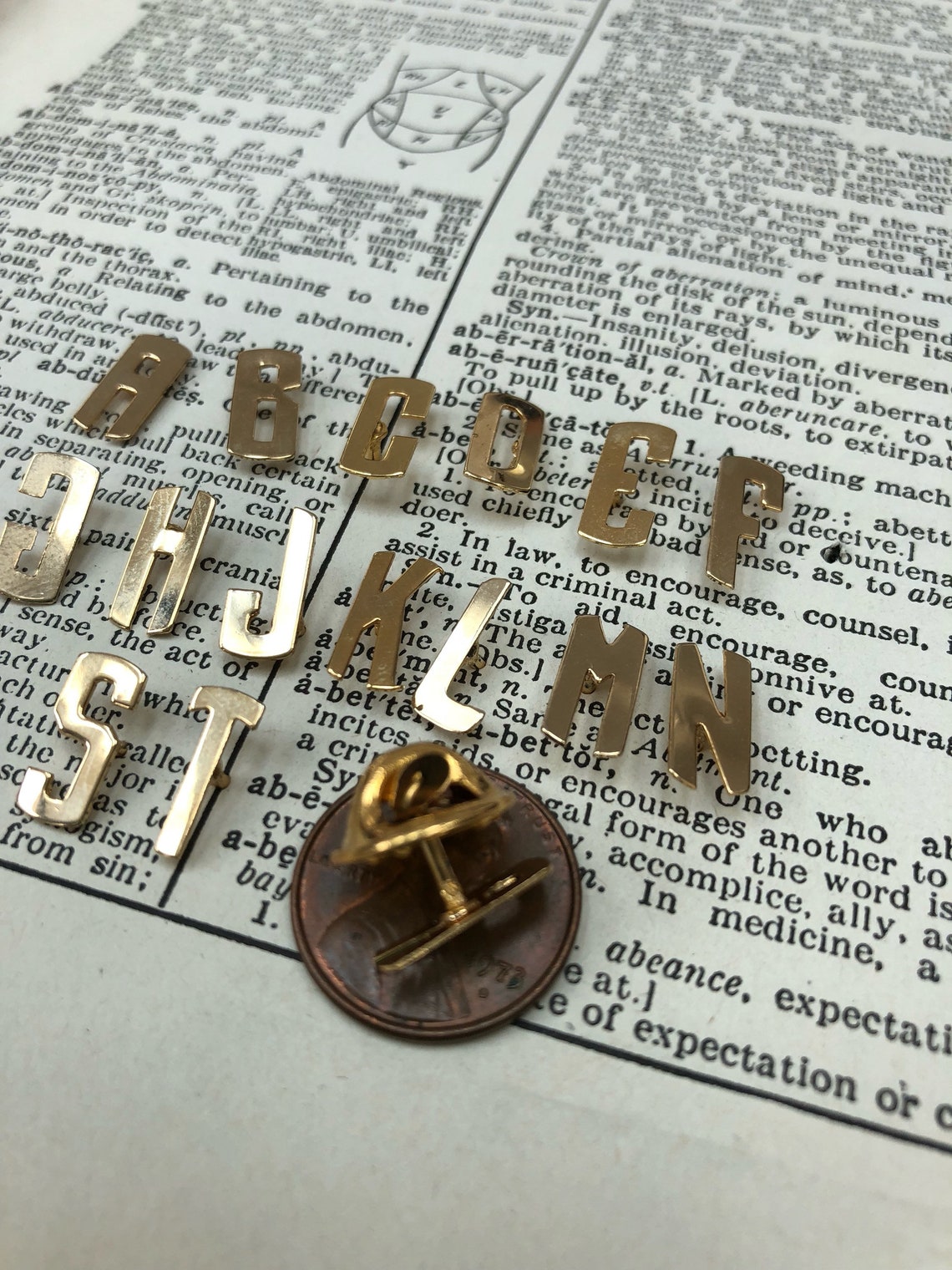 Vintage gold plated letter pins lapel pins initial pins Etsy