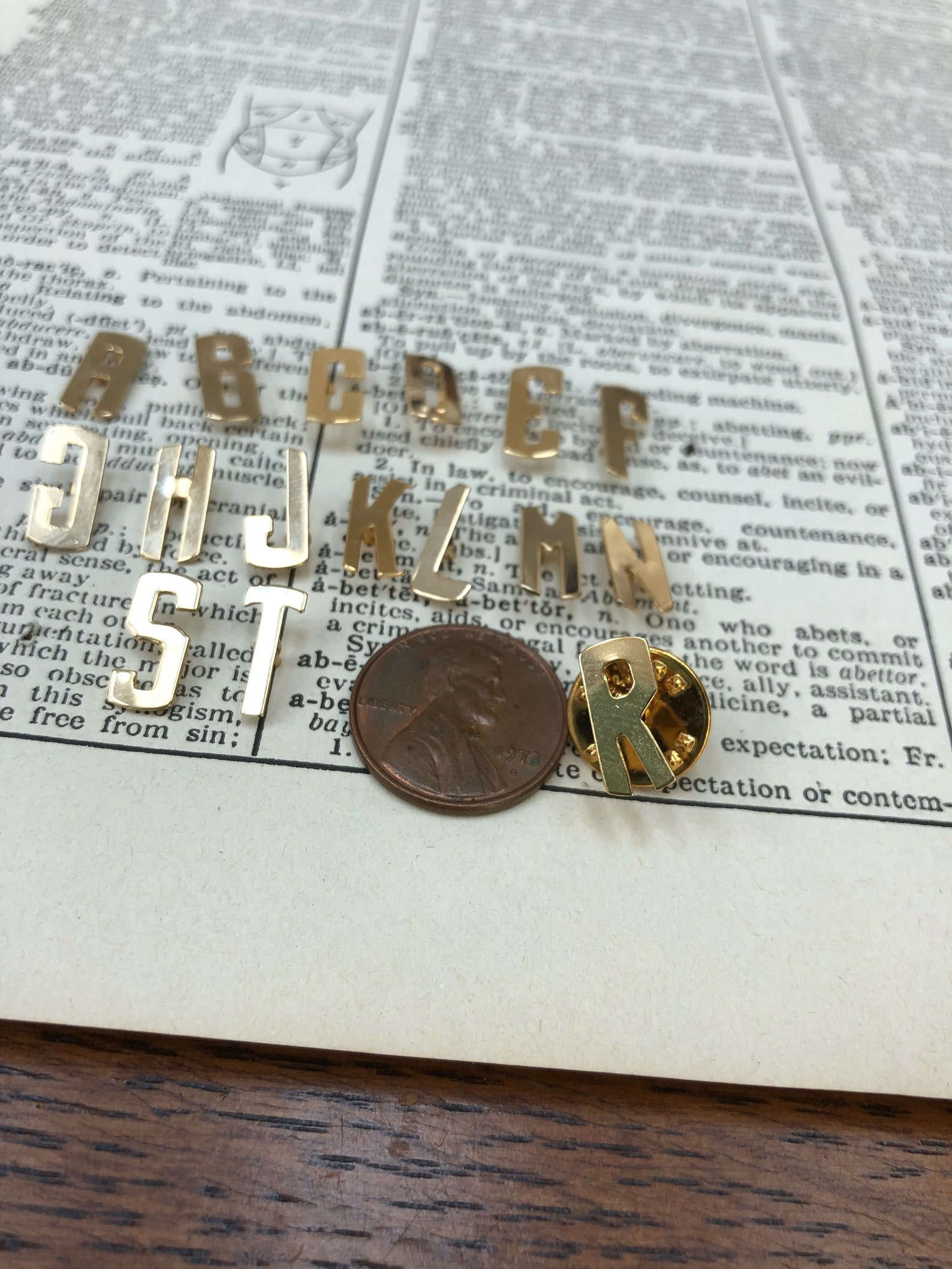 Vintage Gold Plated Letter Pins Lapel Pins Initial Pins Etsy