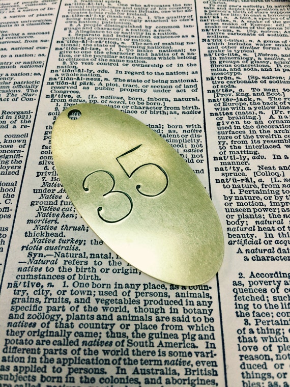 Custom hand punched cow tag - bull tag - livestock ID tag -Hotel Room Key Tags -  key chain fob - brass cow tag - bull ear tag -  numbered