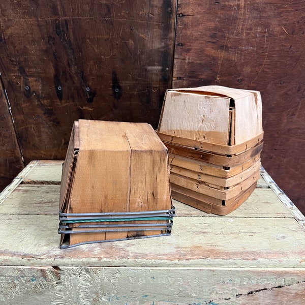 Vintage wooden Berry picking baskets - berry baskets - wooden baskets -produce basket