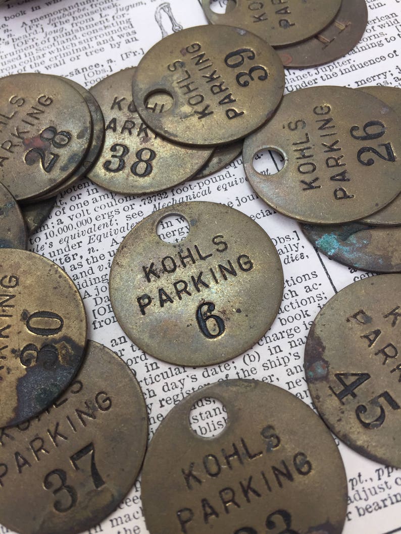 Antique valet parking brass tag industrial valve id | Etsy