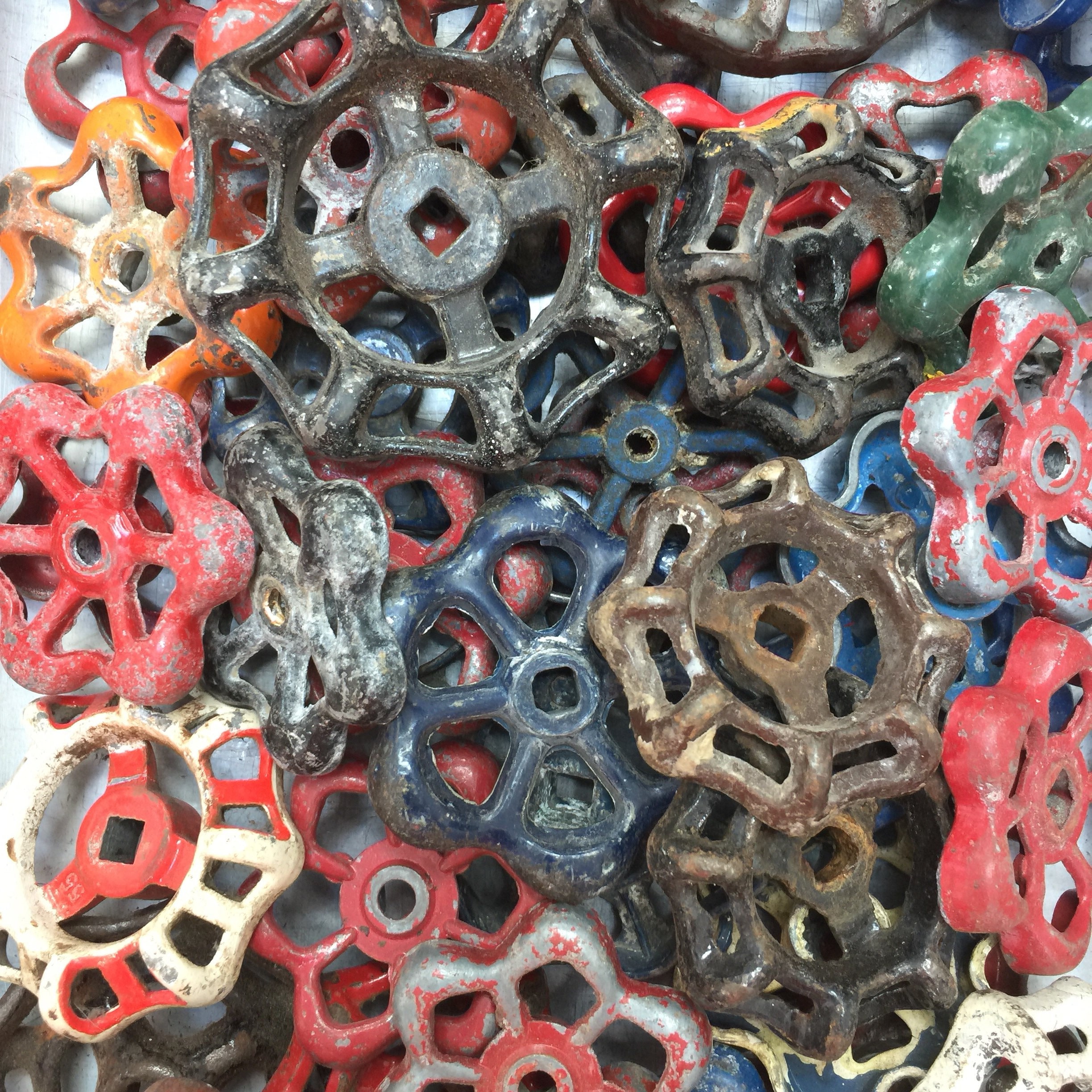 Lot Boutons De Robinet Vintage 70s – Eau Froide Bleu, Eau Chaude Rouge – Allemagne