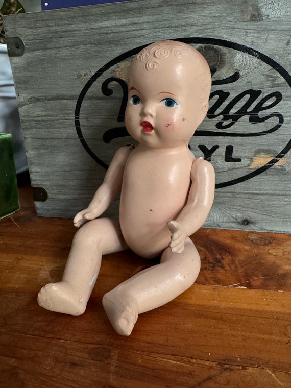 Vintage Creepy baby doll  - vintage doll parts - old doll pieces - strange doll parts - antique doll head