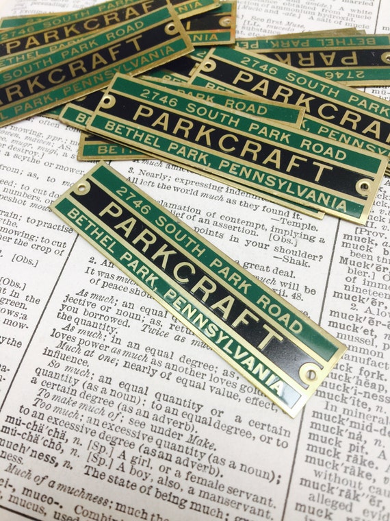 Vintage brass Parkcraft furniture industrial tag - brass ID plate - antique  brass plate - steampunk brass name plate - vintage machine id