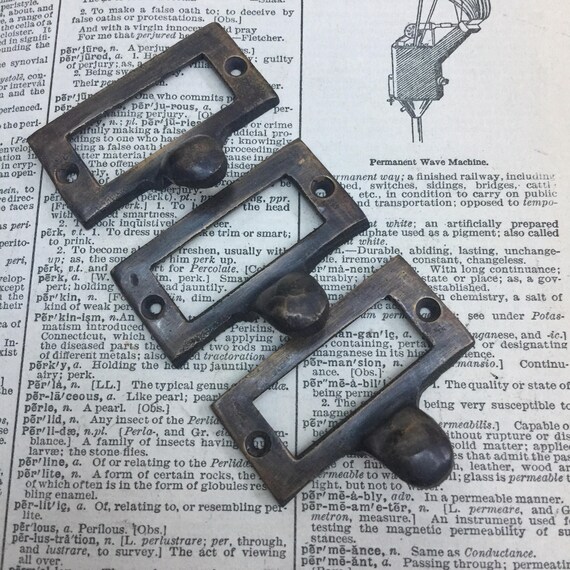 Vintage Look Brass Label Holders For Drawers Heavy Antique Etsy