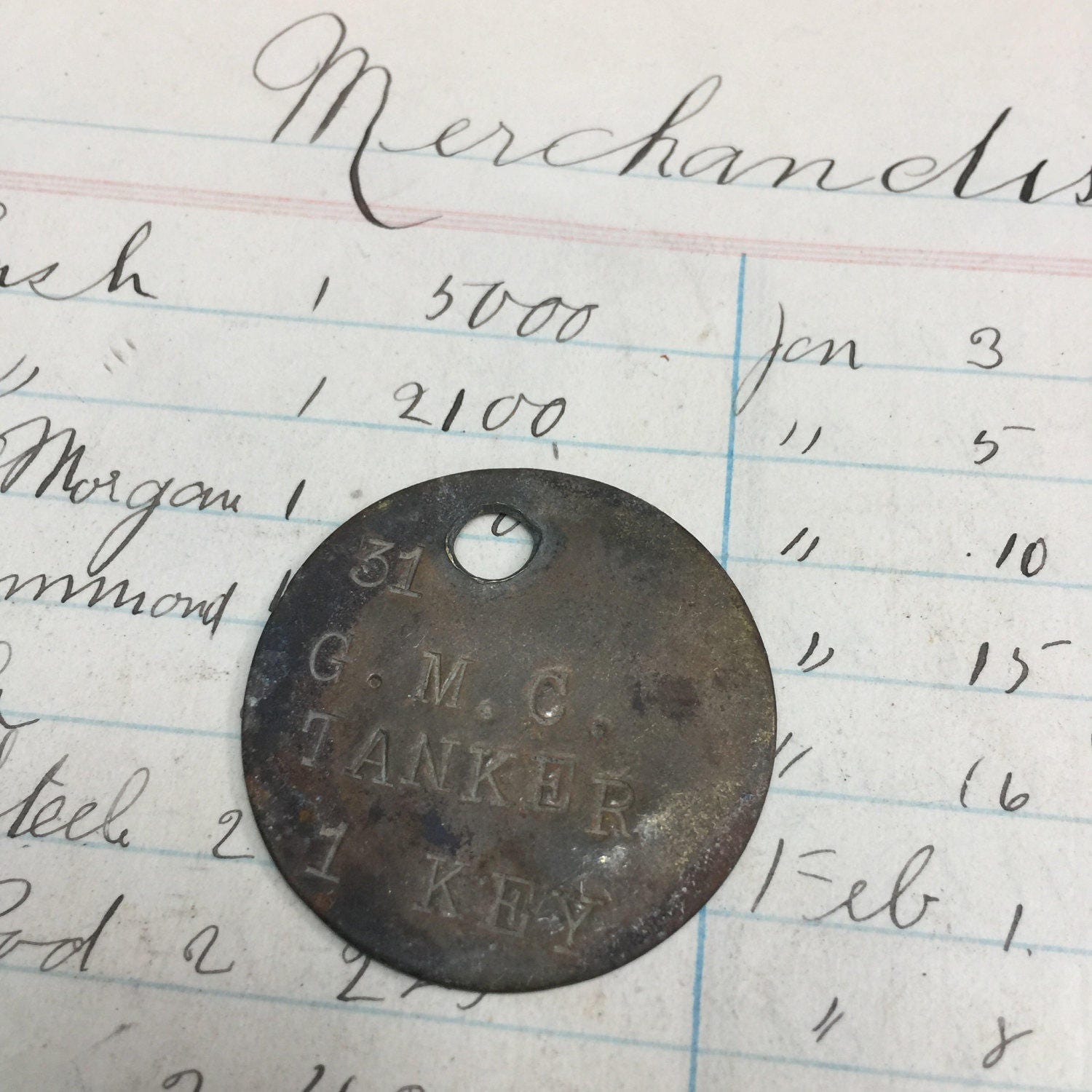 GMC Tanker Key tag Antique brass tag - industrial tag - steampunk metal