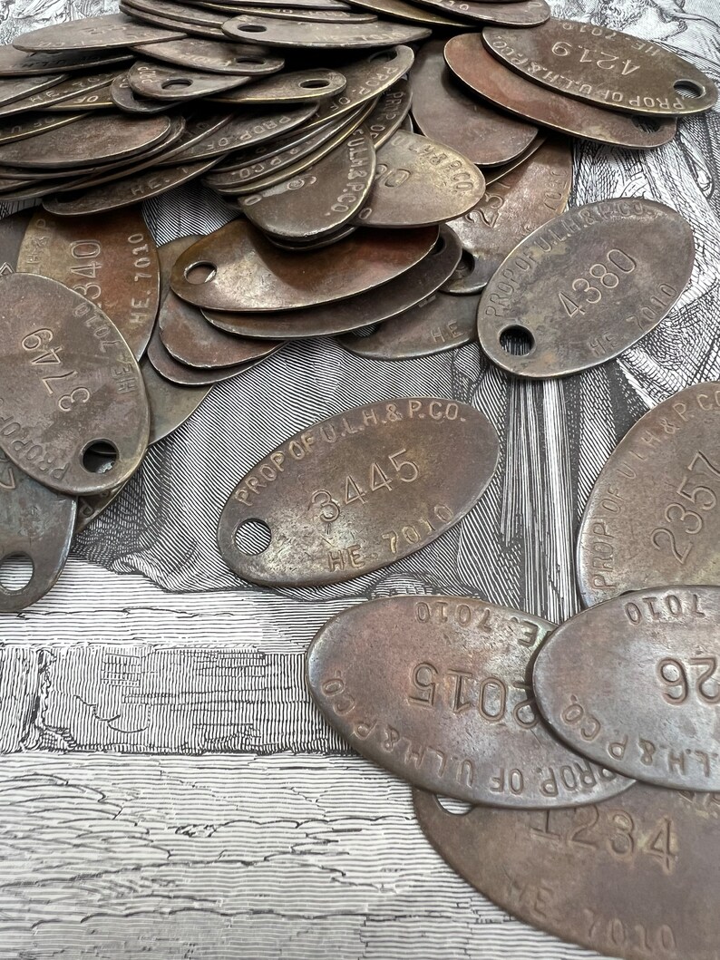 Antique Numbered Brass Tags Year Tag Vintage Room Key Tags Etsy