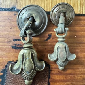 Vintage Brass Cabinet Knob or Drawer Pull - TWO sizes - authentic metal door Pulls - antique knob - metal hardware