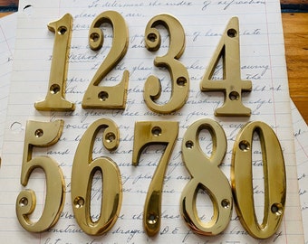 Vintage 3" house numbers - your choice brass House Number  - salvaged address Number - large brass number - heavy brass - brass sign number