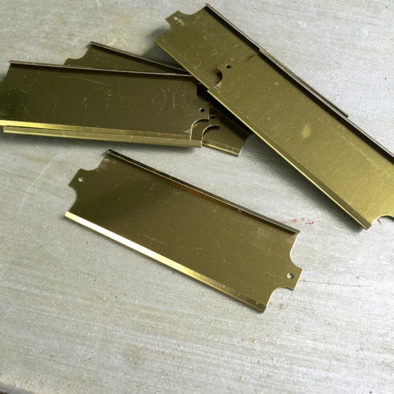 Vintage Brass Label Holders For Drawers Antique Drawer Pull Etsy
